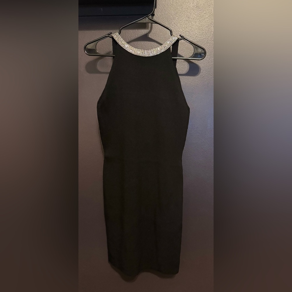 Endless Rose Jewel Trim Mini Knit Dress